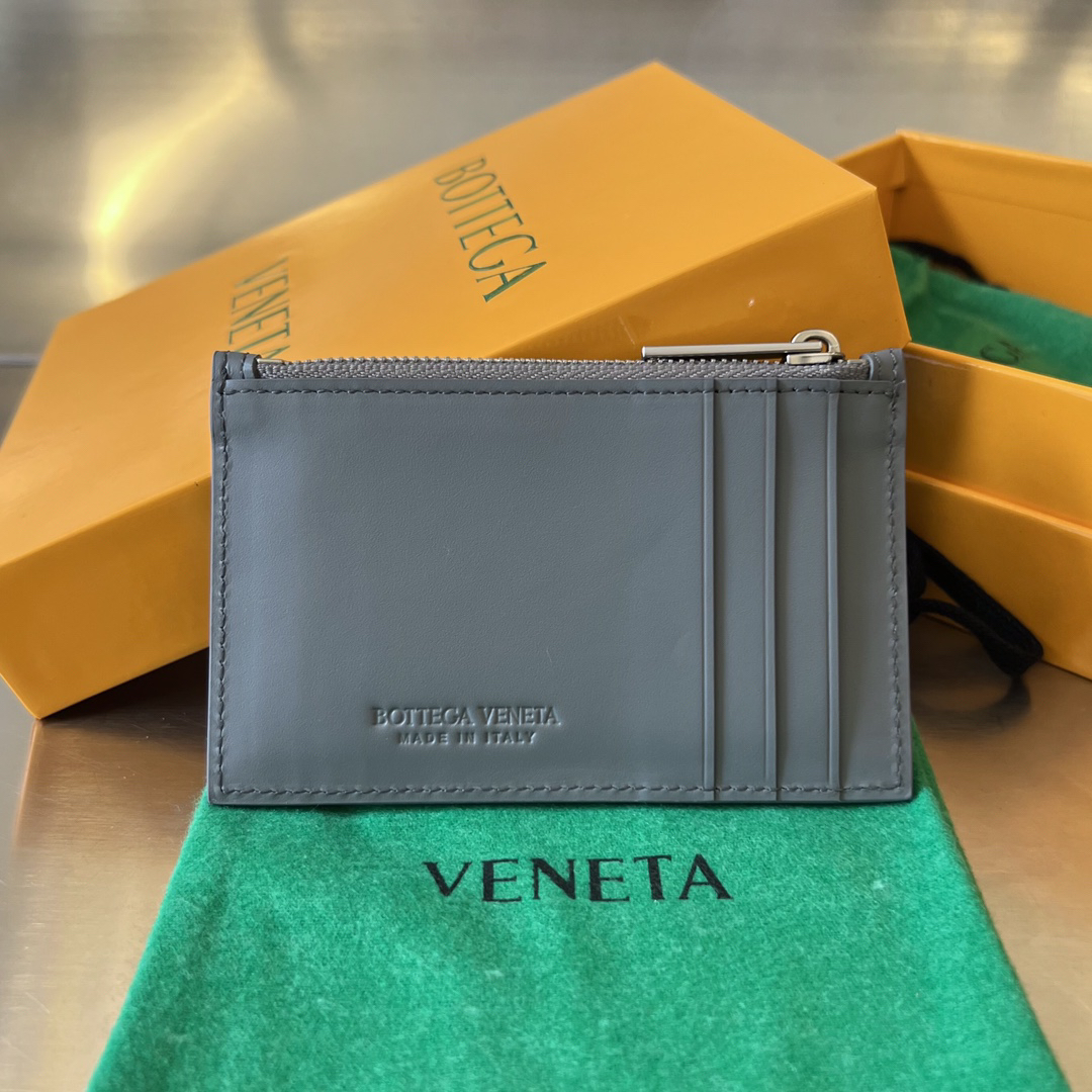[TOP] Bottega Veneta BV Cowhide Card Holder 11.8x7.5 cm - Grey - 711 Luxury