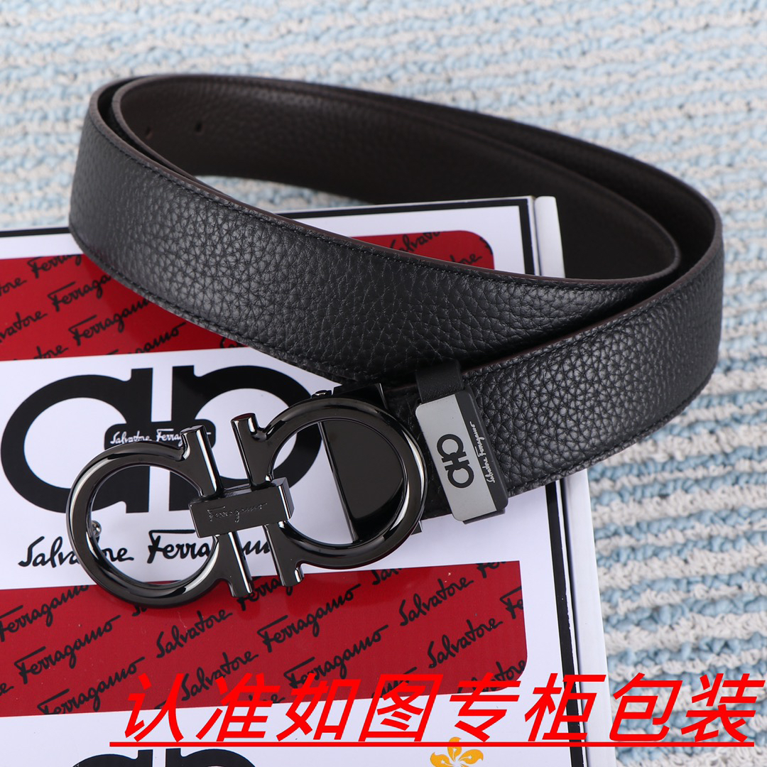 [TOP] Ferragamo Men's Belt 3.5cm - Black - 711 Luxury