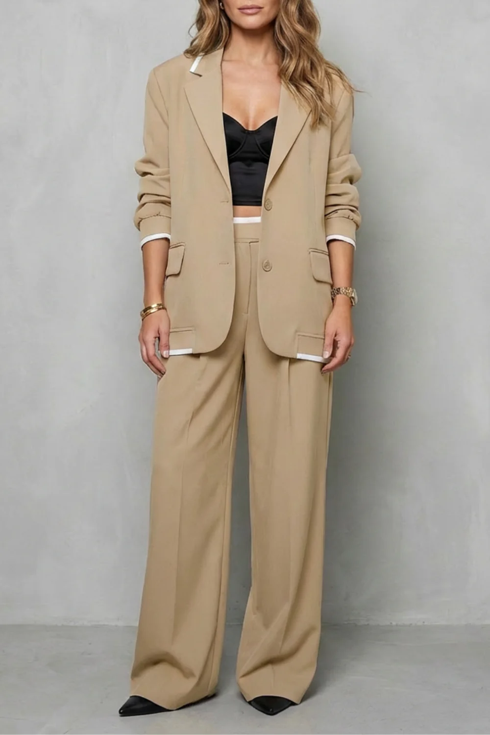 Talia – Elegant Wide-Leg Pantsuit Set – Two-Piece Power Look
