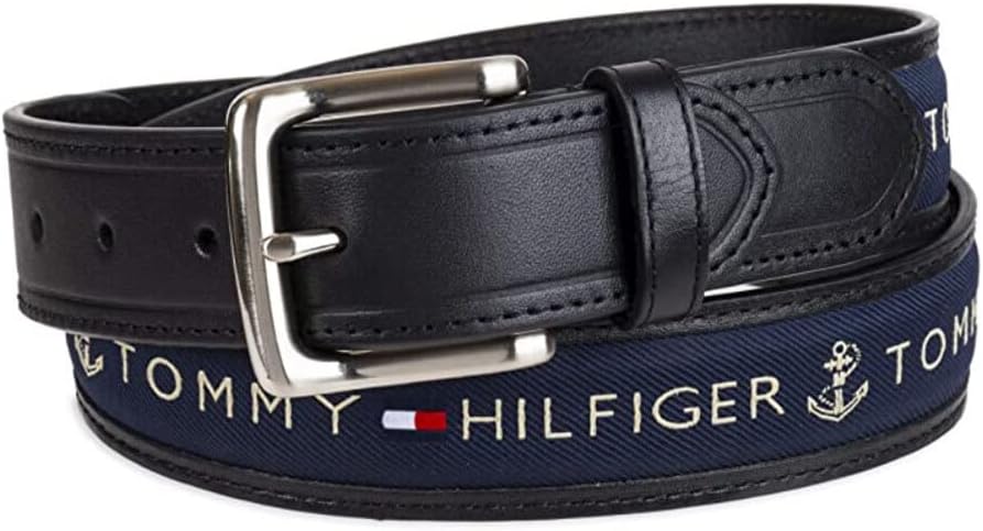 Tommy Hilfiger Men's Fabric Inlay Casual Belt With Classic Harness Buckle