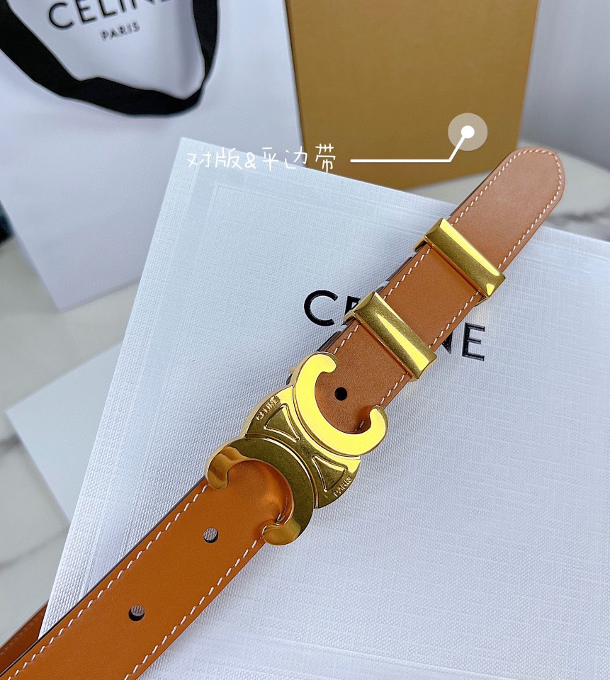 [TOP] CELINE Belt Calfskin 2.5cm - Brown - 711 Luxury