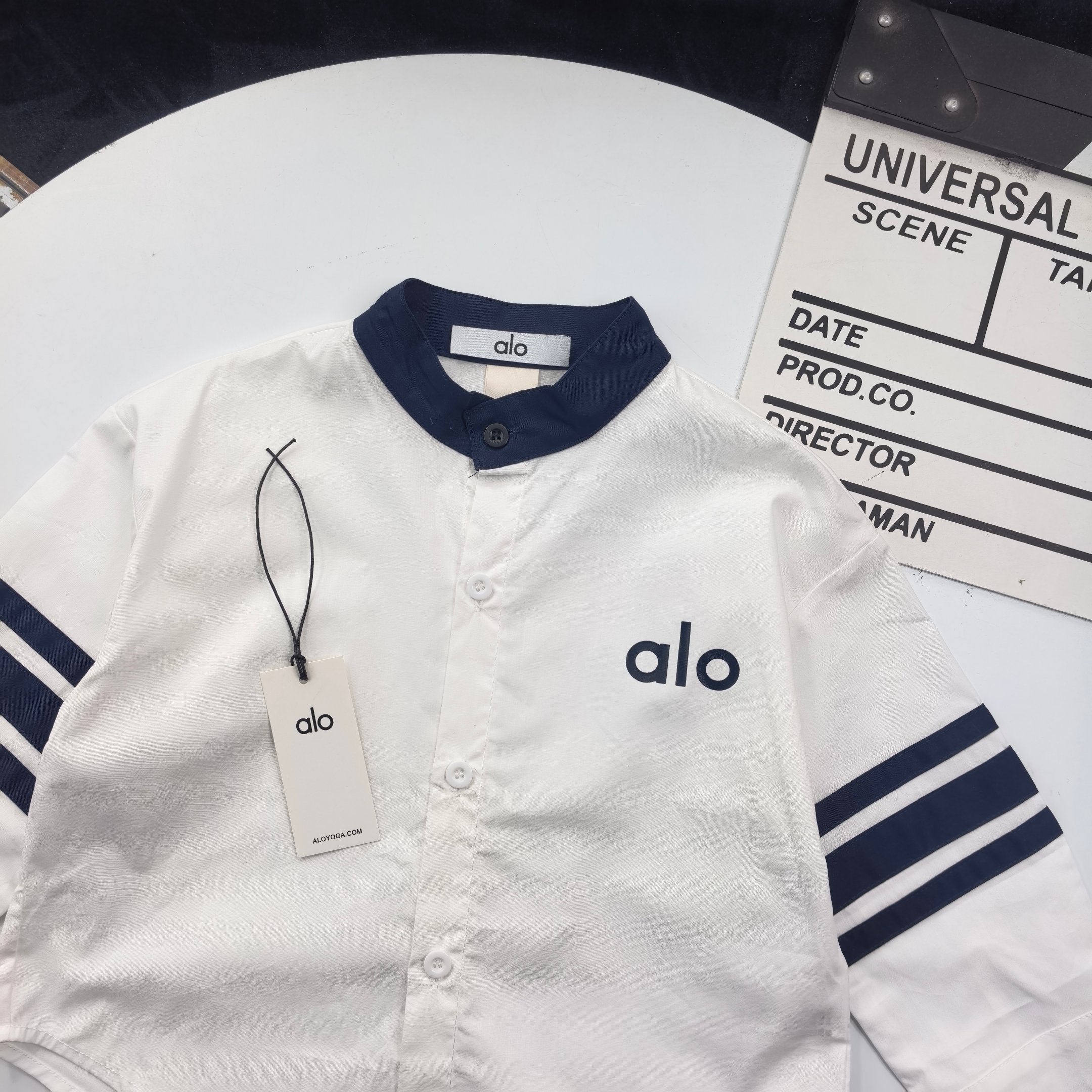 ALO Kids Stand Collar Striped Long Sleeve Button Down Shirt Cotton Boys Girls Casual Blouse Sizes 90-150
