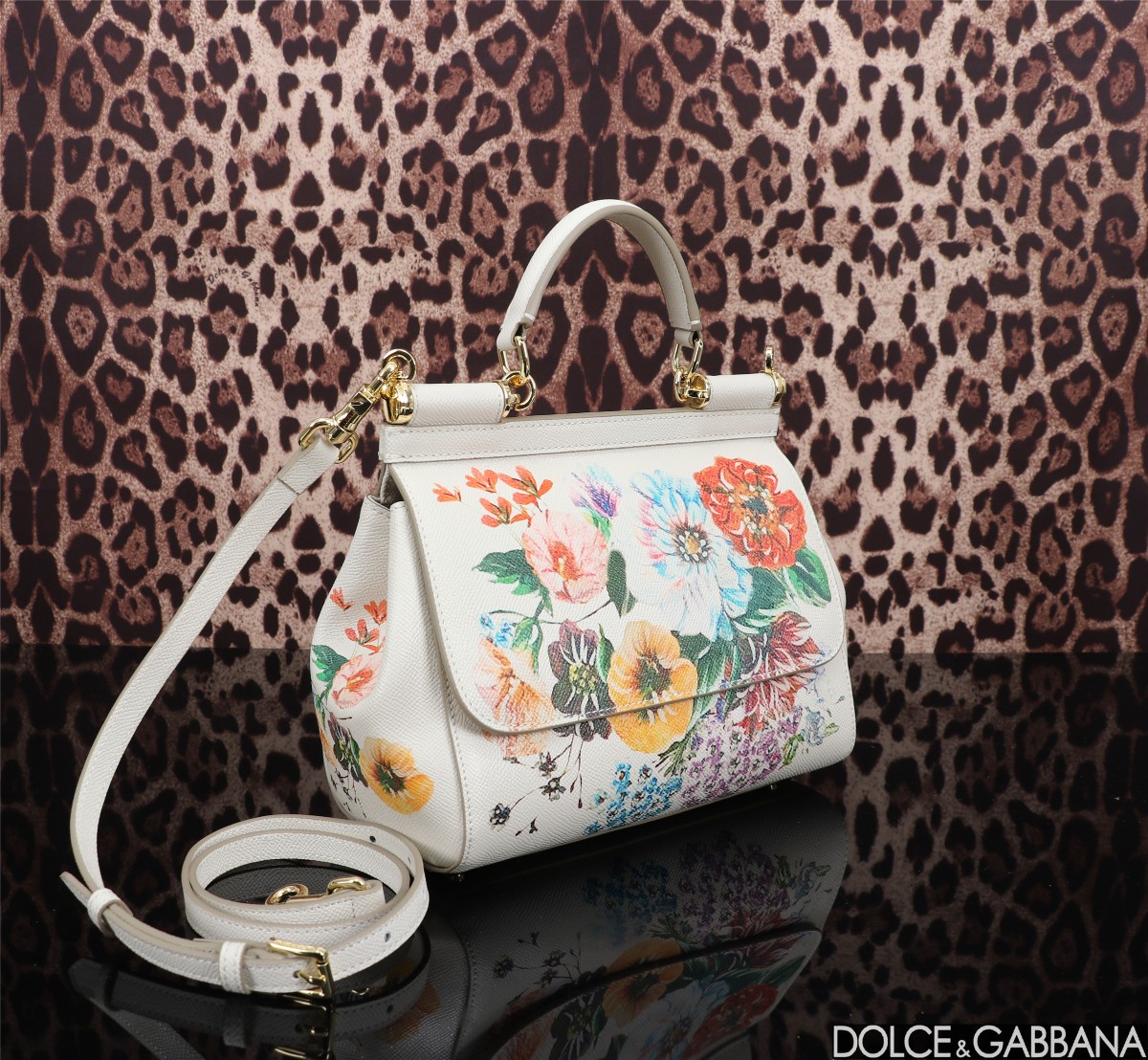 [TOP] Dolce & Gabbana D&G Printed Sicily Bag 25x12x20cm - White