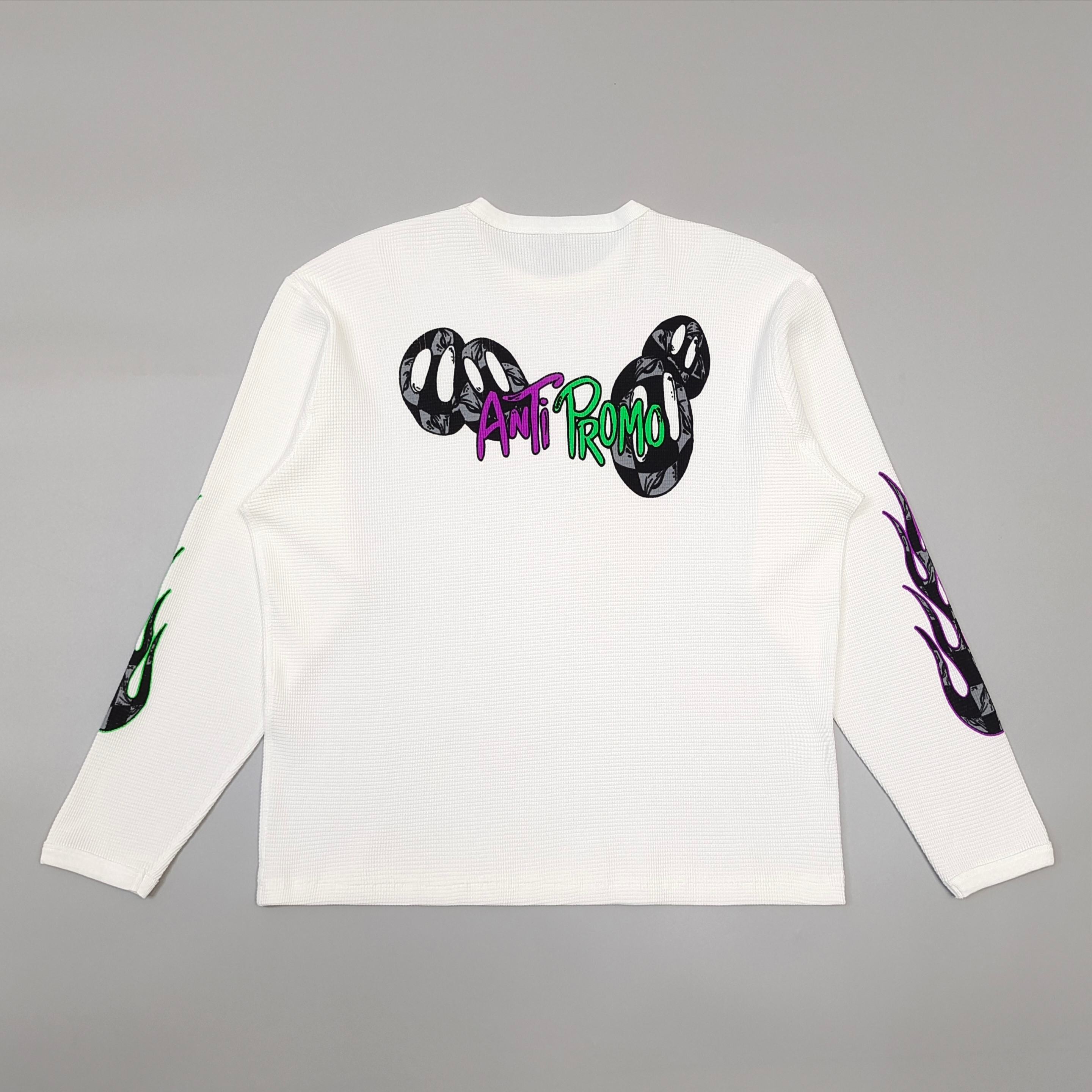 [TOP] CHROME HEARTS Waffle Knit Graphic Long Sleeve T-Shirt - White - 711 Luxury