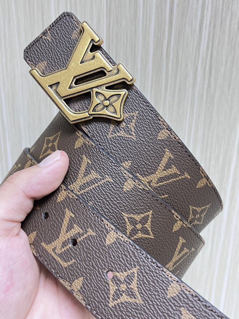 [TOP] Louis Vuitton LV Flower Belt 4cm - Brown - 711 Luxury