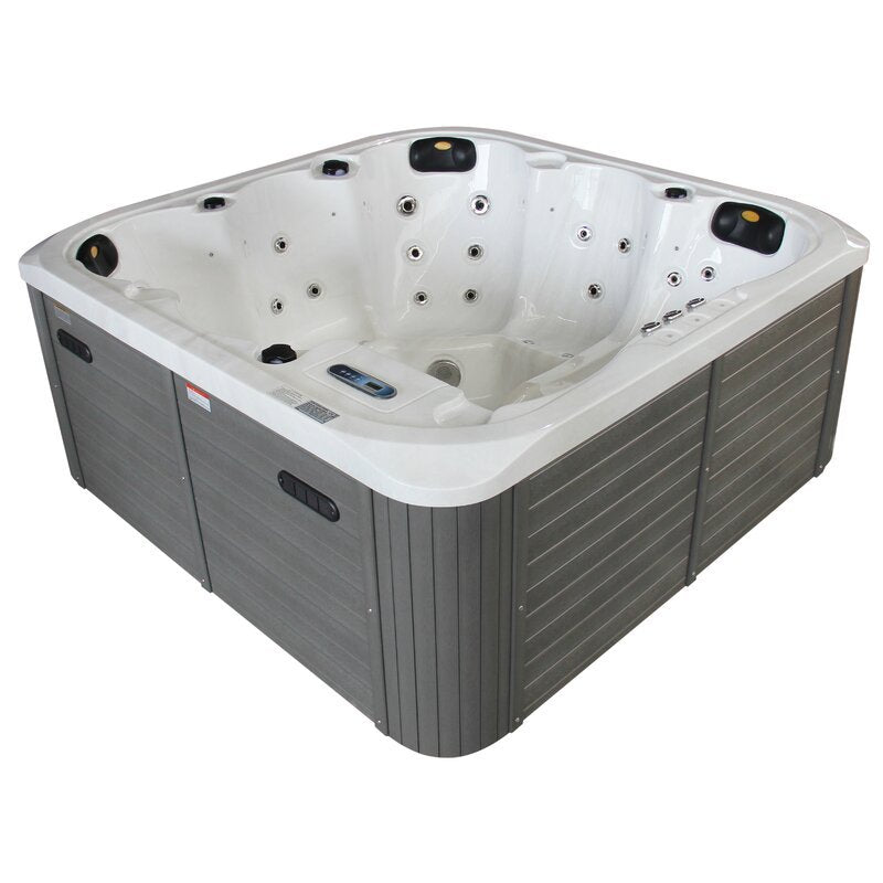 Sol 72 Outdoor Aire 6 - Person 54 - Jet Acrylic Square Hot Tub with Ozonator in Gray