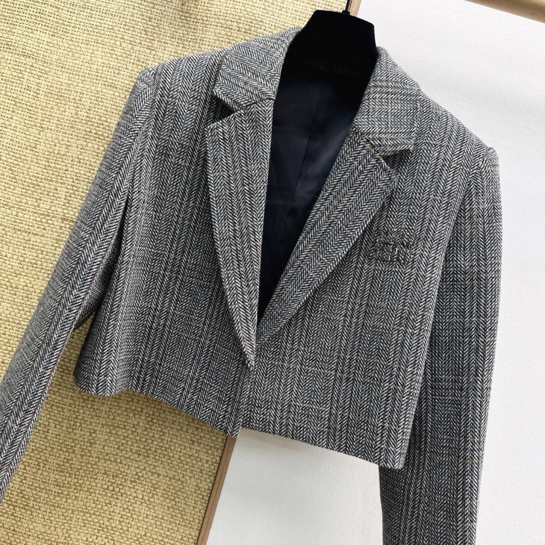 [TOP] Miu Miu Suit Jacket - Gray - 711 Luxury