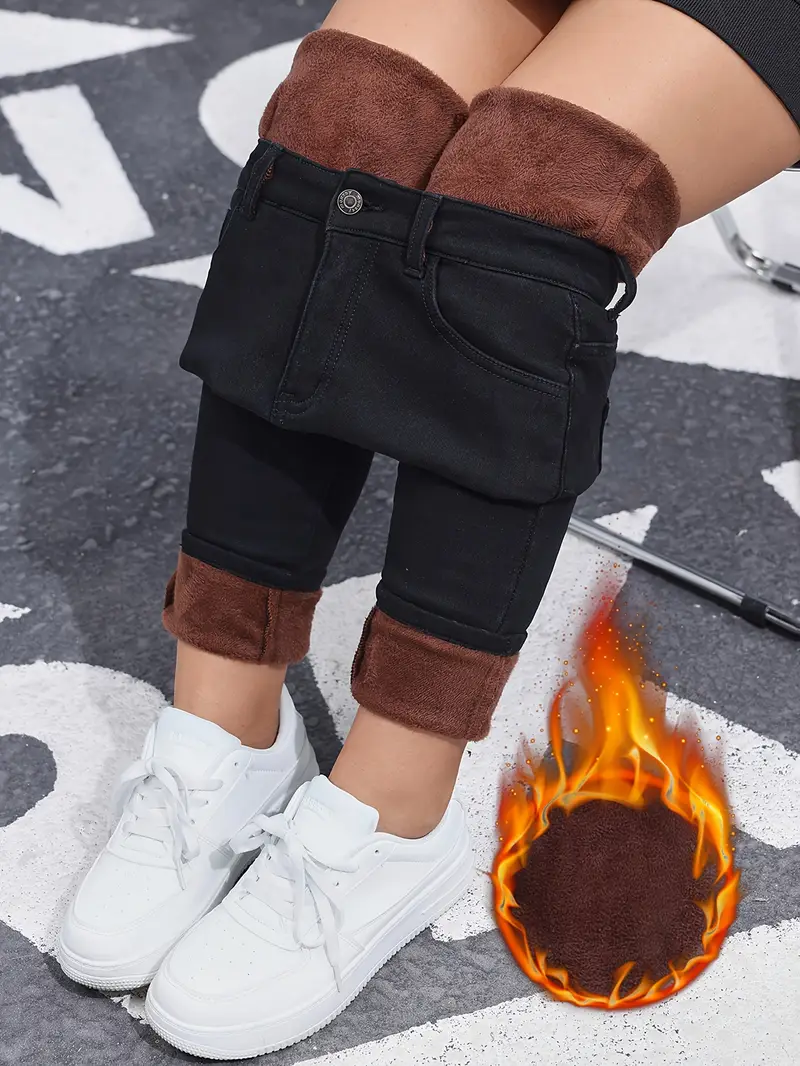 Fleece-Lined High-Waist Skinny Jeans – Warmth & Flattering Fit
