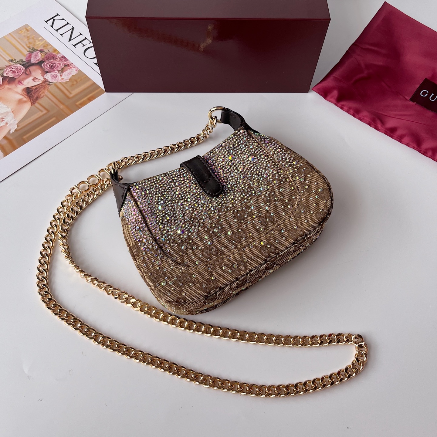 [TOP] GUCCI Jackie Notte Bag Mini 19.5*18*3.5 cm - Brown