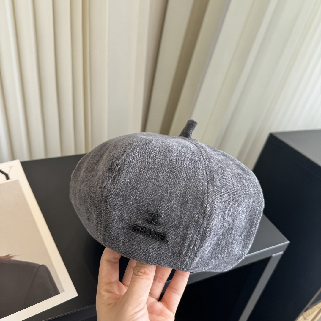 [TOP] CHANEL Beret Hat - Grey - 711 Luxury