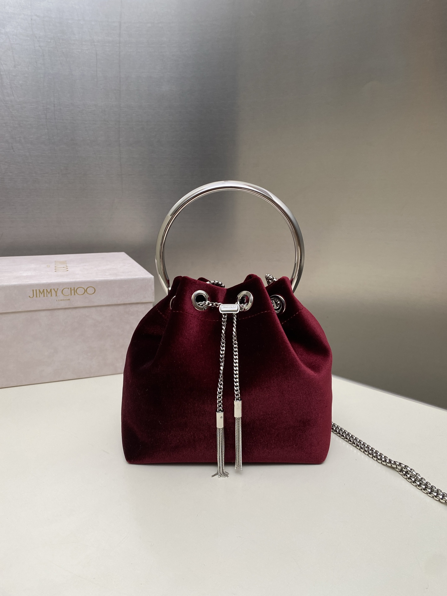 [TOP] JIMMY CHOO Bon Bon Bag 16*15*9.5CM - Dark Red - 711 Luxury