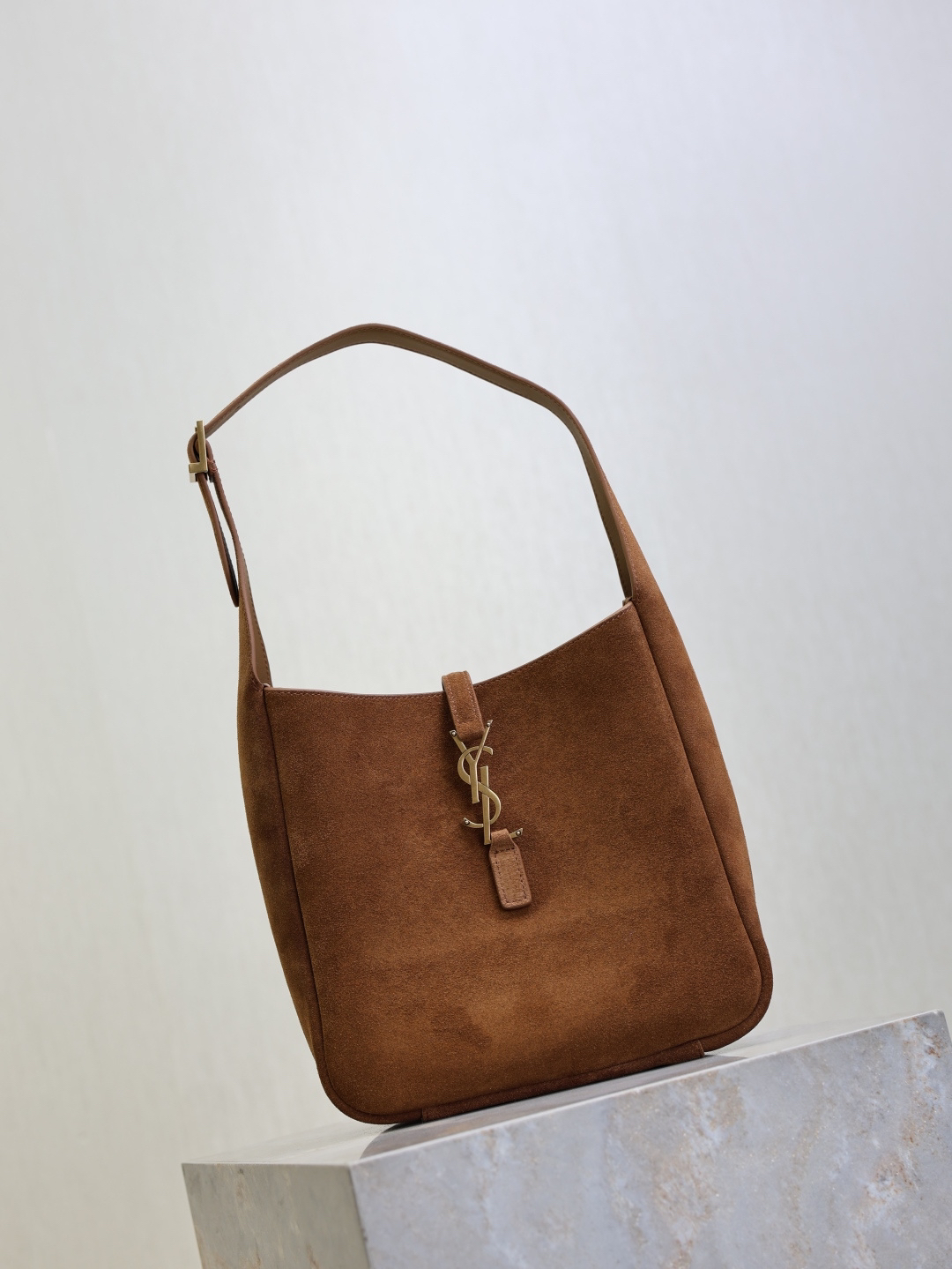 [TOP] Yves Saint Laurent YSL LE 5A7 Bag Suede Leather 23x22x8.5cm - Brown & GHW - 711 Luxury
