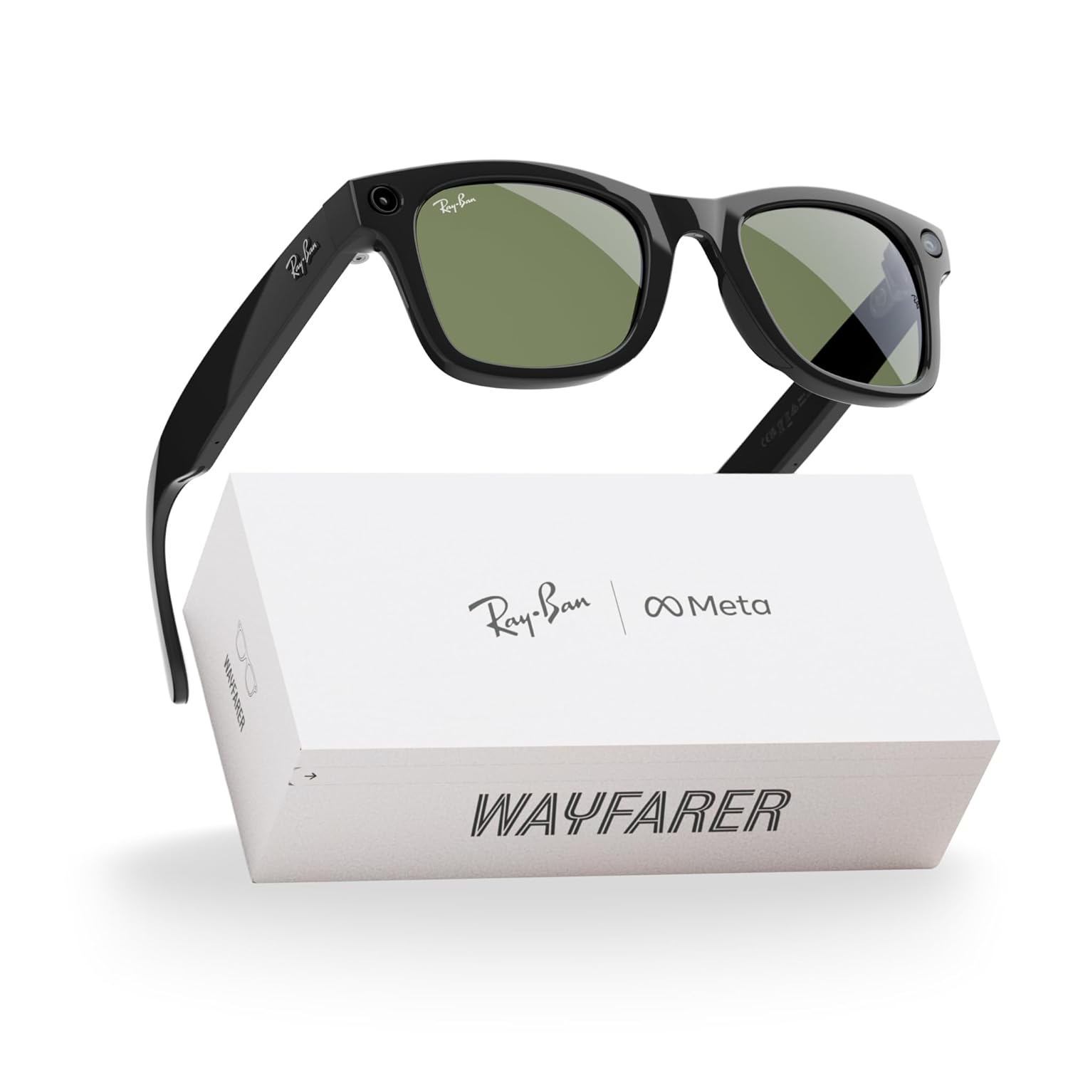 Ray-Ban Meta (Gen 1), Wayfarer, Shiny Black | Smart AI Glasses for Men, Women — 12 MP Ultra-Wide Camera, Open-Ear Speakers for Audio, Video Recording and Bluetooth — Clear Lenses — Wearable Technology