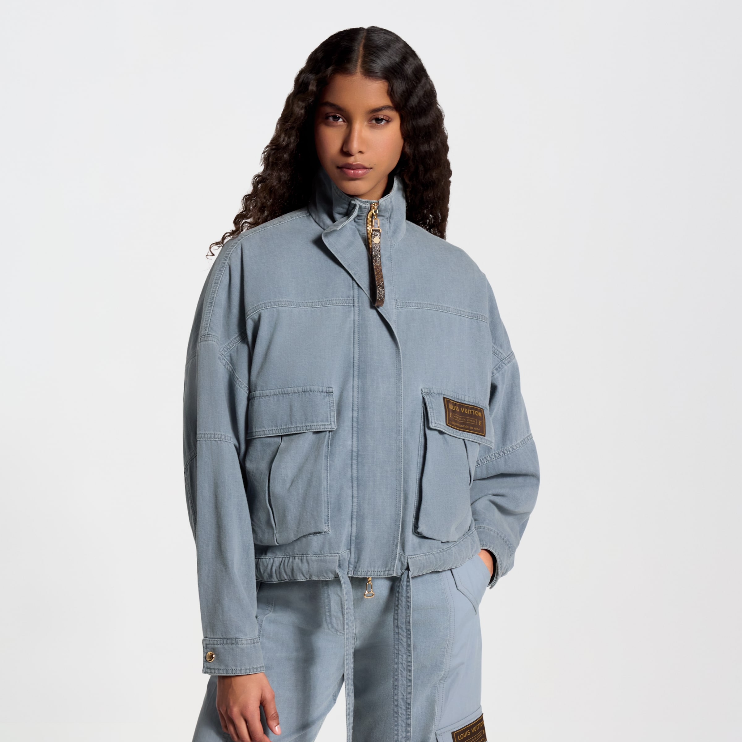 LOUIS VUITTON Utility Pocket Washed Denim Jacket #389674