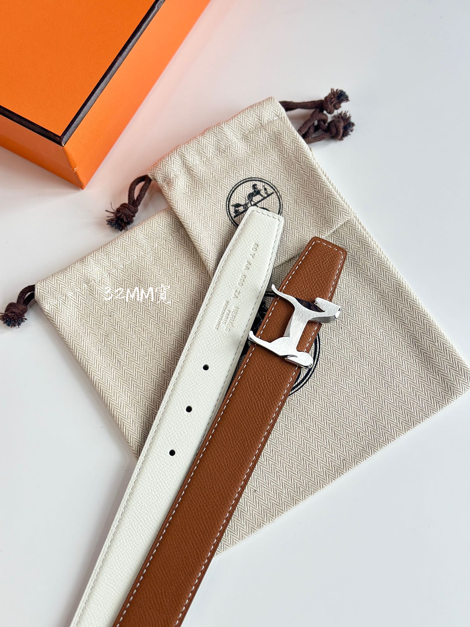 [TOP] HERMES Calfskin Belt 32mm - Brown - 711 Luxury