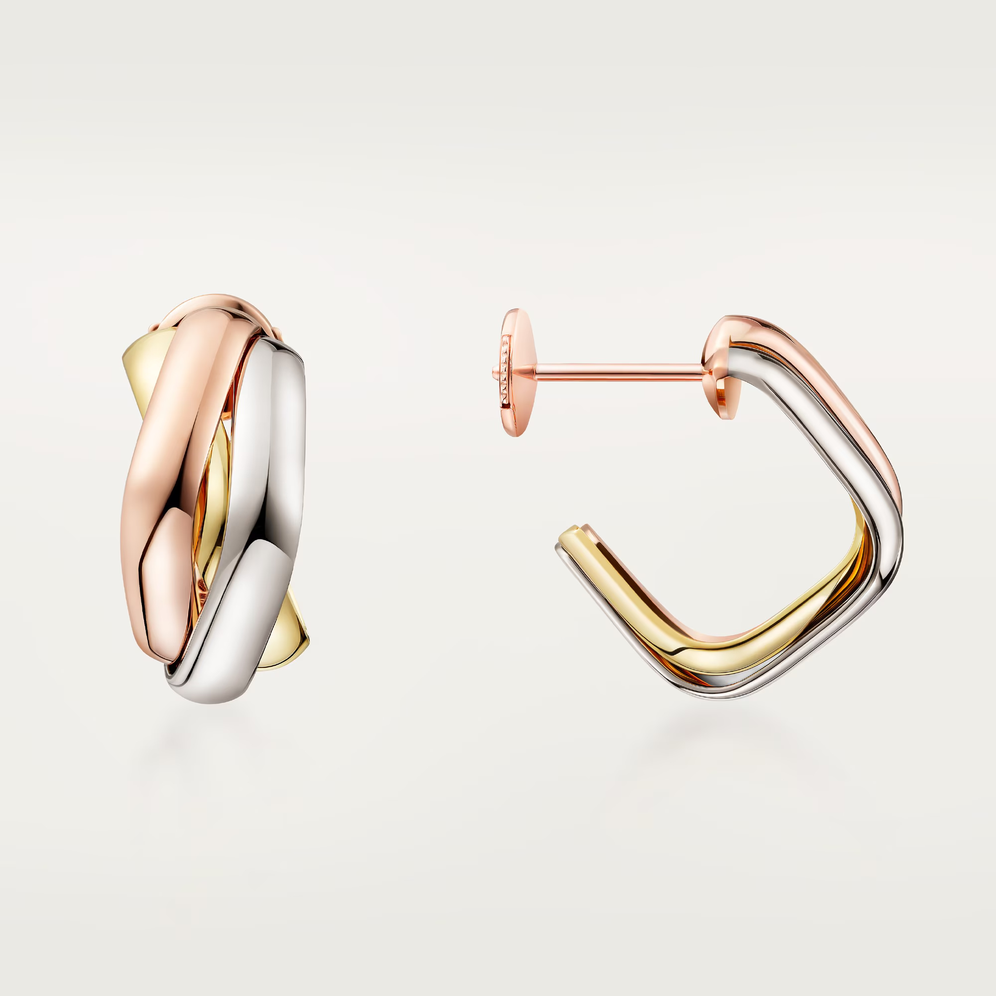 Carty Three Circles Earrings, Three Tone, No Gemstones ,Square Model