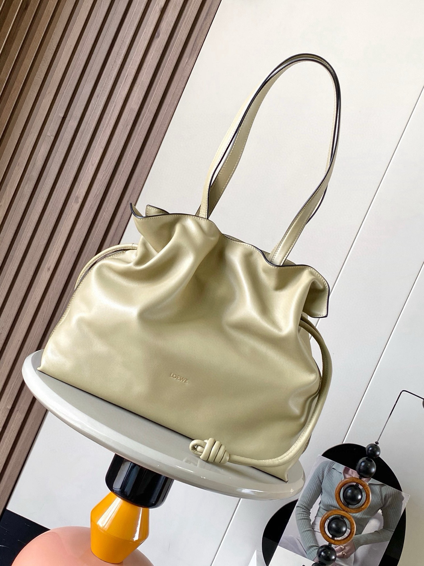 [TOP] LOEWE Flamenco Bag Cowhide Leather 38x29x14cm - Green - 711 Luxury