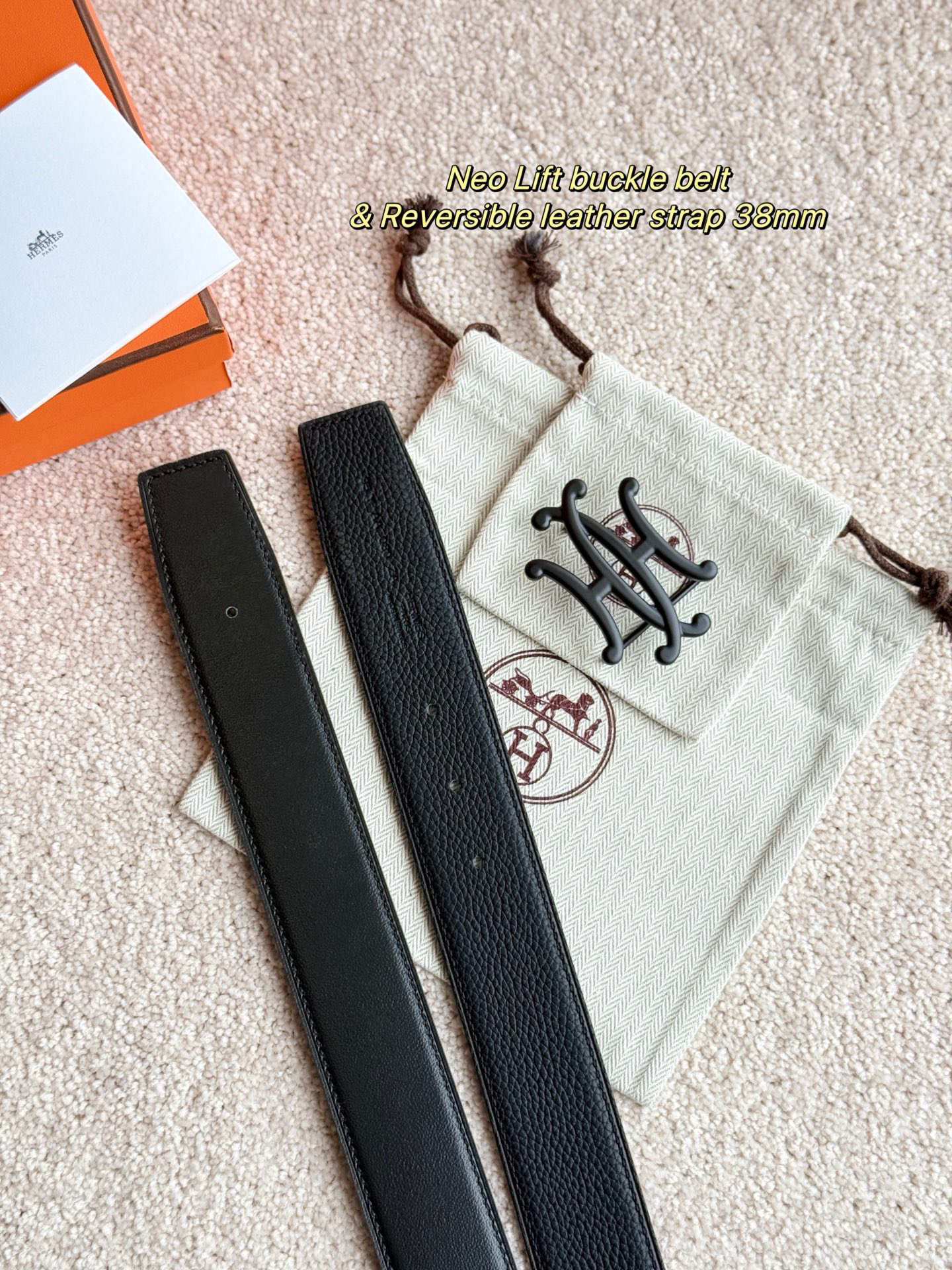 [TOP] HERMES Men's  Belt 3.8cm - Black - 711 Luxury