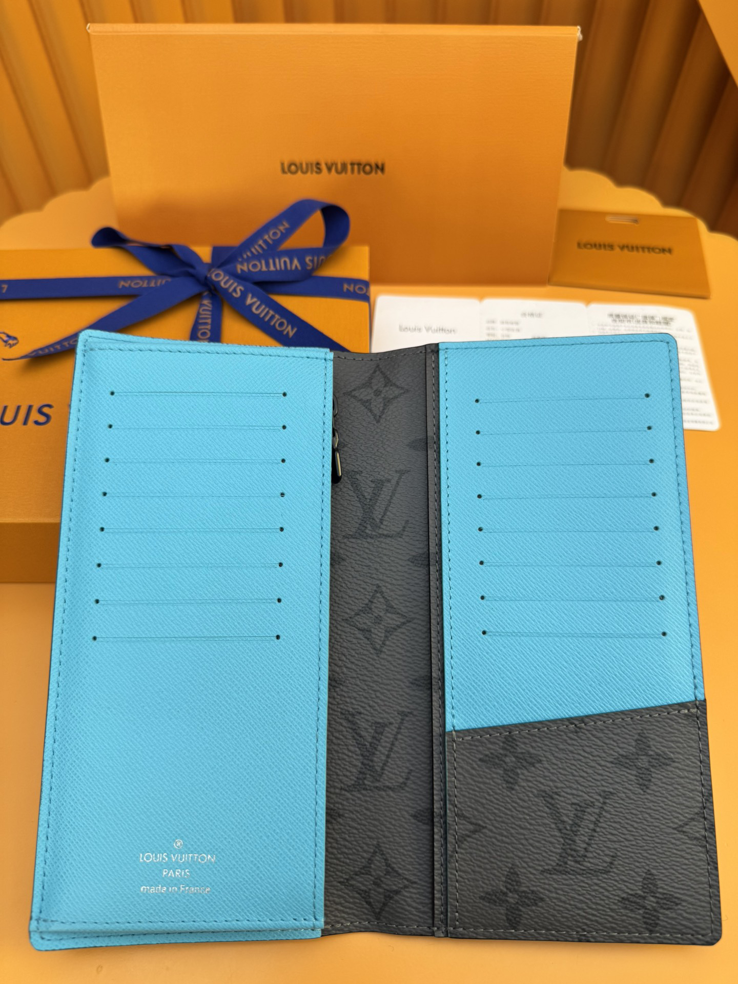 [TOP] Louis Vuitton LV  Brazza Wallet Monogram Eclie Reverse 10x19x2cm - Gray and Blue - 711 Luxury