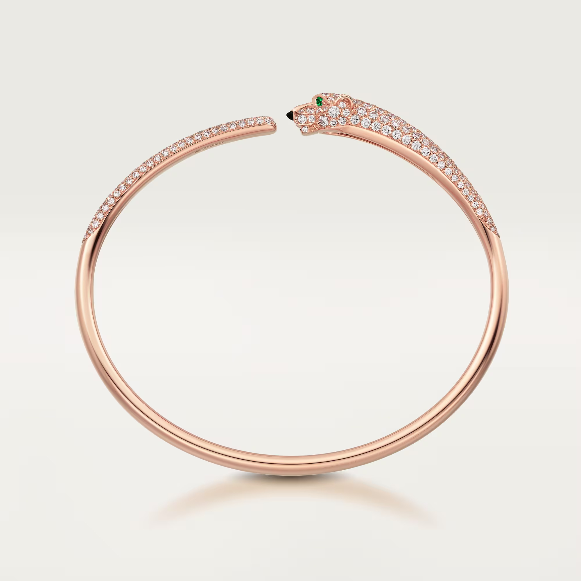Carty Panther Pure Bracelet,Rose  Gold, Emerald & Moissanite