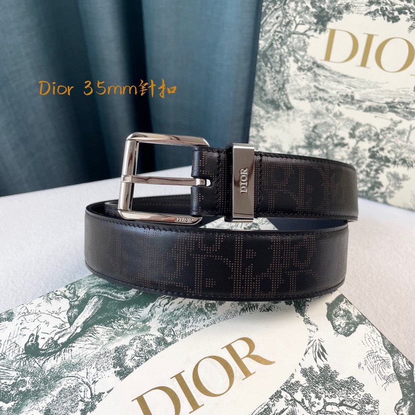 [TOP] Christian Dior Men's Belt Cowhide 35mm - Black - 711 Luxury