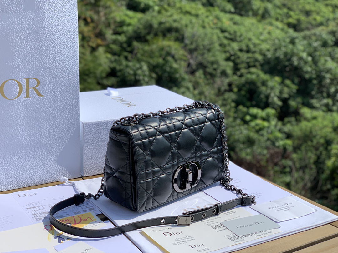 [TOP] Christian Dior Caro Bag Calfskin 25x15x8cm - Black