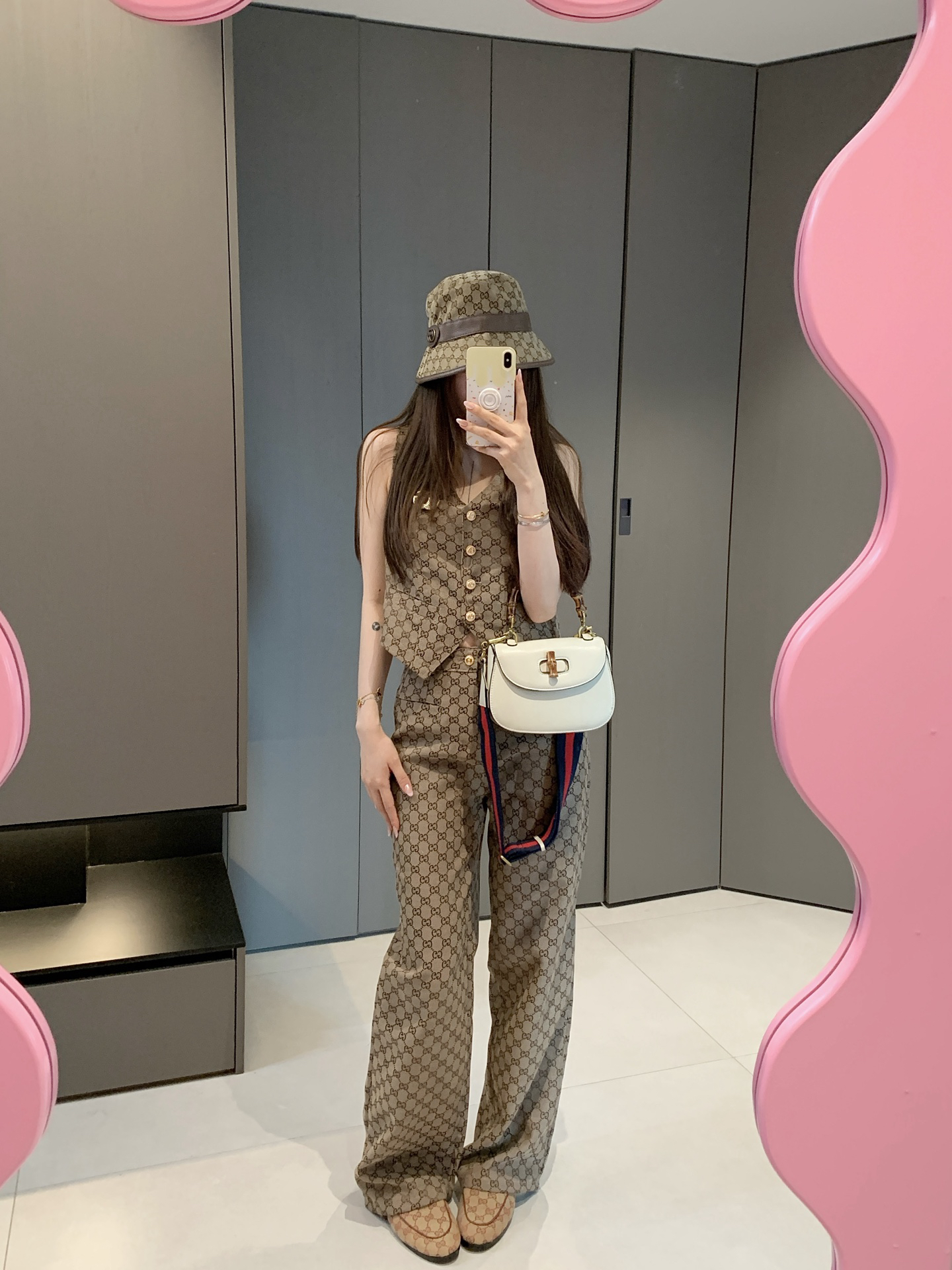 [TOP] GUCCI Vest + Pants Set - Brown