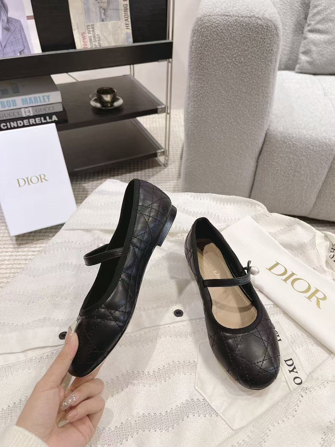 [TOP] Christian Dior Ballet Flats - Black - 711 Luxury