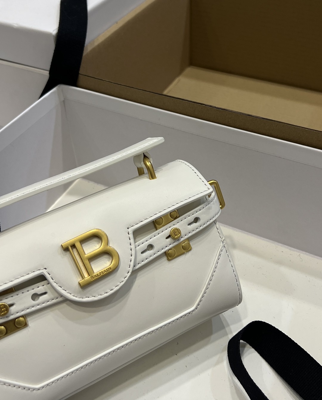 [TOP] BALMAIN Cowhide Bag 19*12*7.5 CM - White - 711 Luxury