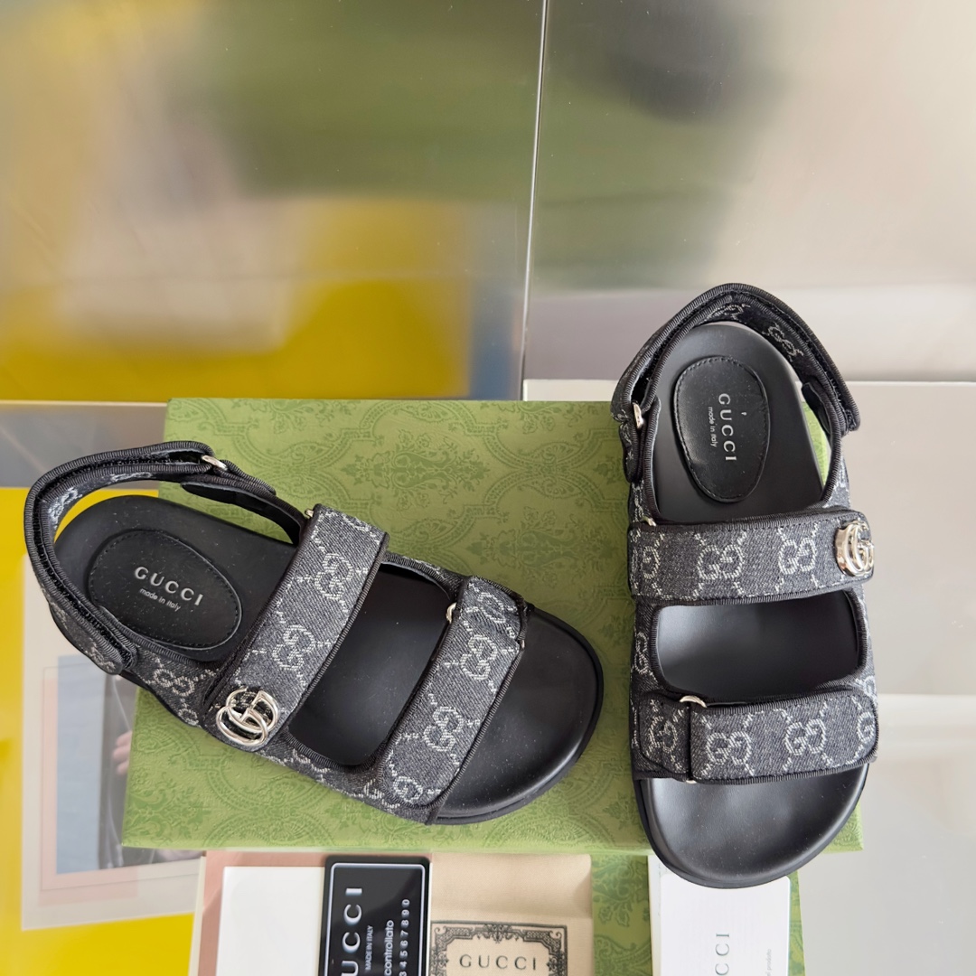[TOP] GUCCI Velcro Thick-soled Sandals - Black - 711 Luxury