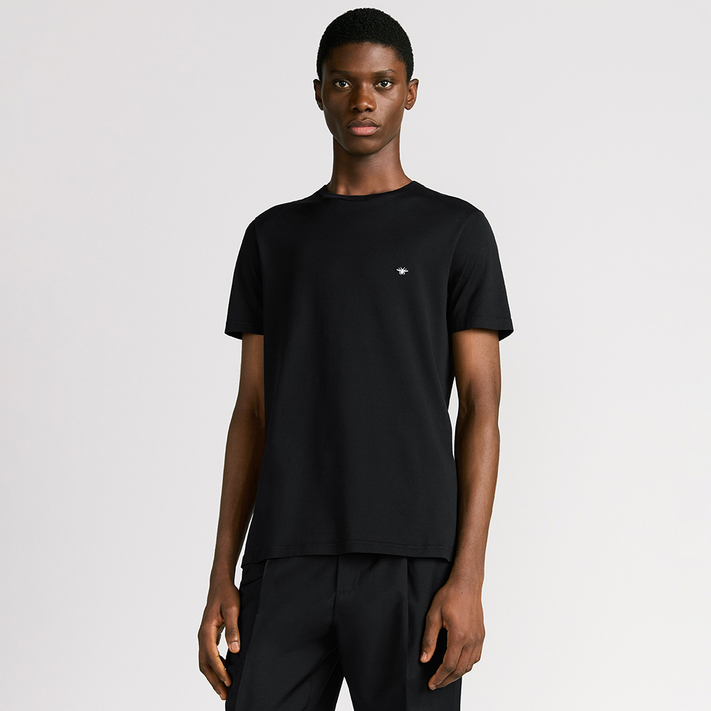 DIOR T-Shirt with Bee Embroidery Black Cotton Jersey #385789