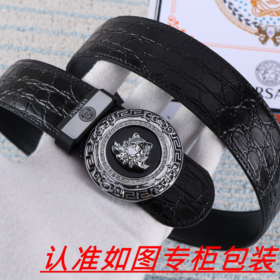 [TOP] VERSACE Men's Belt 3.8 cm - Black - 711 Luxury