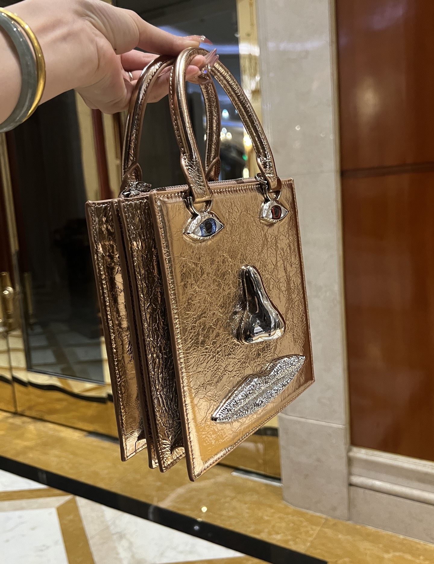 [TOP] Schiaparelli Anatomy Face Bag 20x19x9cm - Rose Gold - 711 Luxury