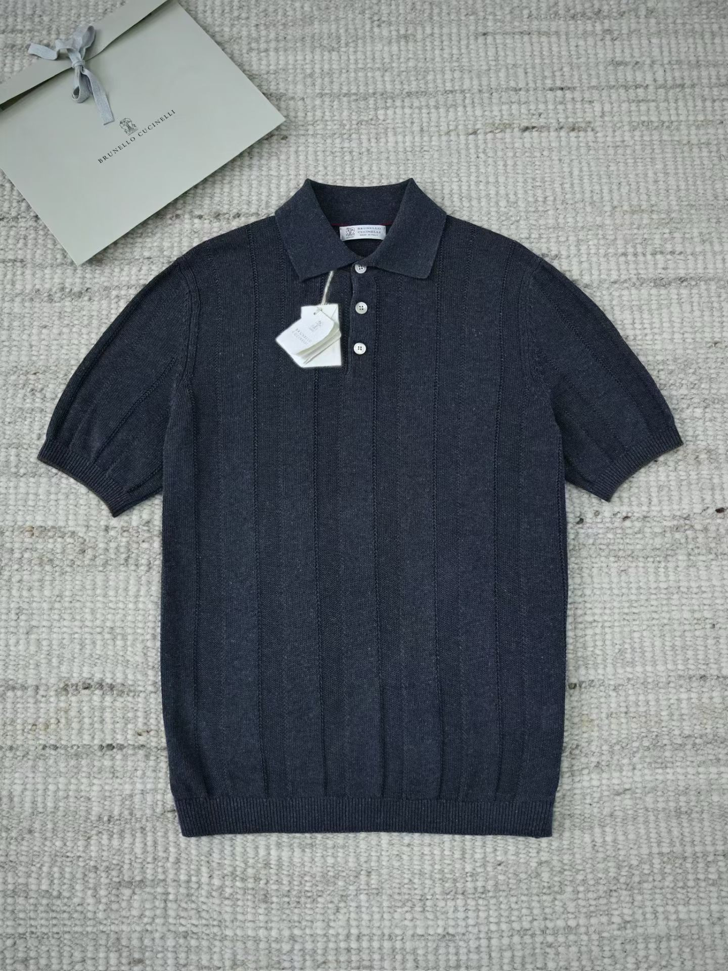Brunello Cucinelli Men's Knitted Short Sleeve Polo #383644