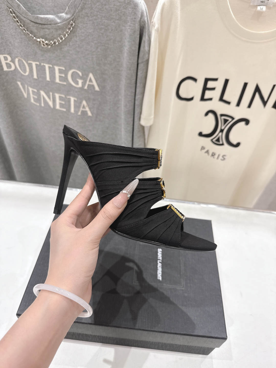 [TOP] Yves Saint Laurent YSL 10cm High Heel Slides - 3 Colours