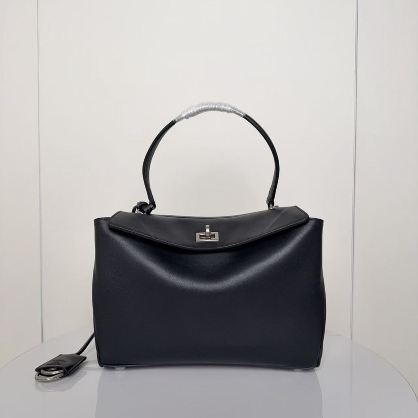 [TOP] BALENCIAGA Rodeo Bag 29x20x10cm - Black & SHW
