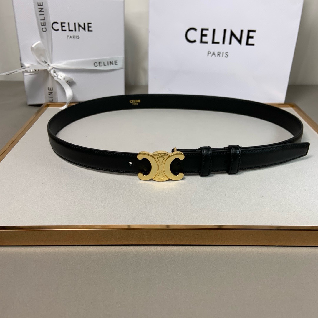 [TOP] CELINE Belt Calfskin 2.4cm - Black - 711 Luxury