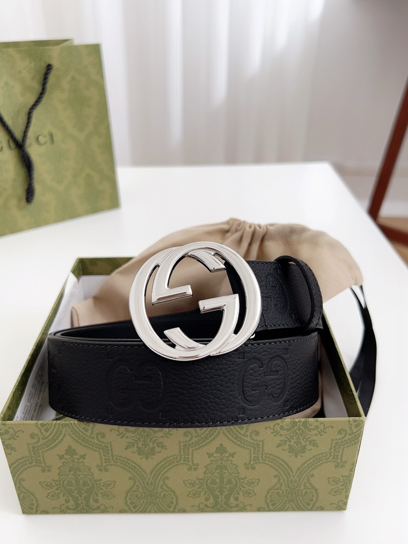 [TOP] GUCCI GG Belt Calfskin 4.0cm - Black - 711 Luxury