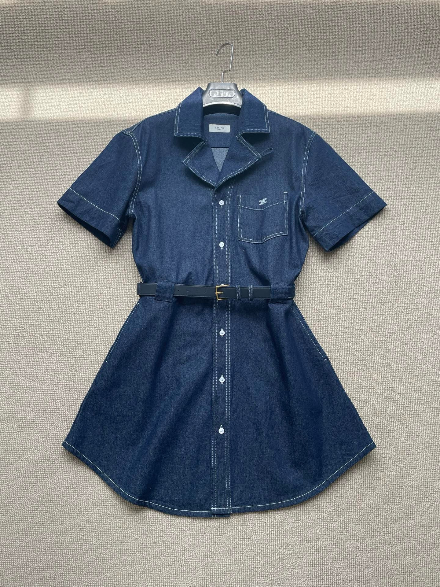 Celine Clothing Celine Denim Short Dress With Belt #390588 View 2 | Nigo Office