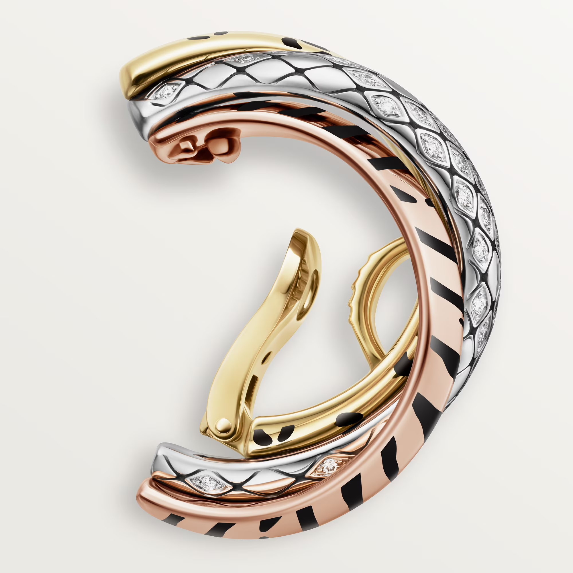 Carty Three Circles Earrings, Lacquer, Half-Paved