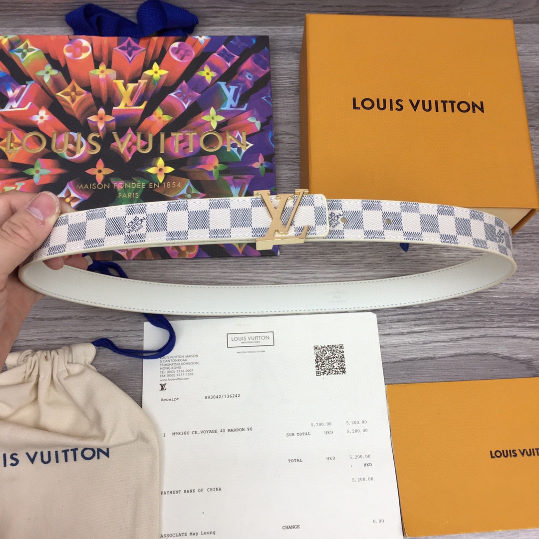 [TOP] Louis Vuitton LV Belt 2.5 cm - White - 711 Luxury