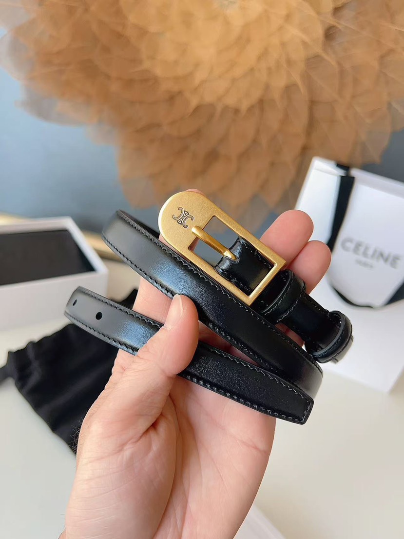 [TOP] CELINE Belt Calfskin 1.8cm - Black - 711 Luxury