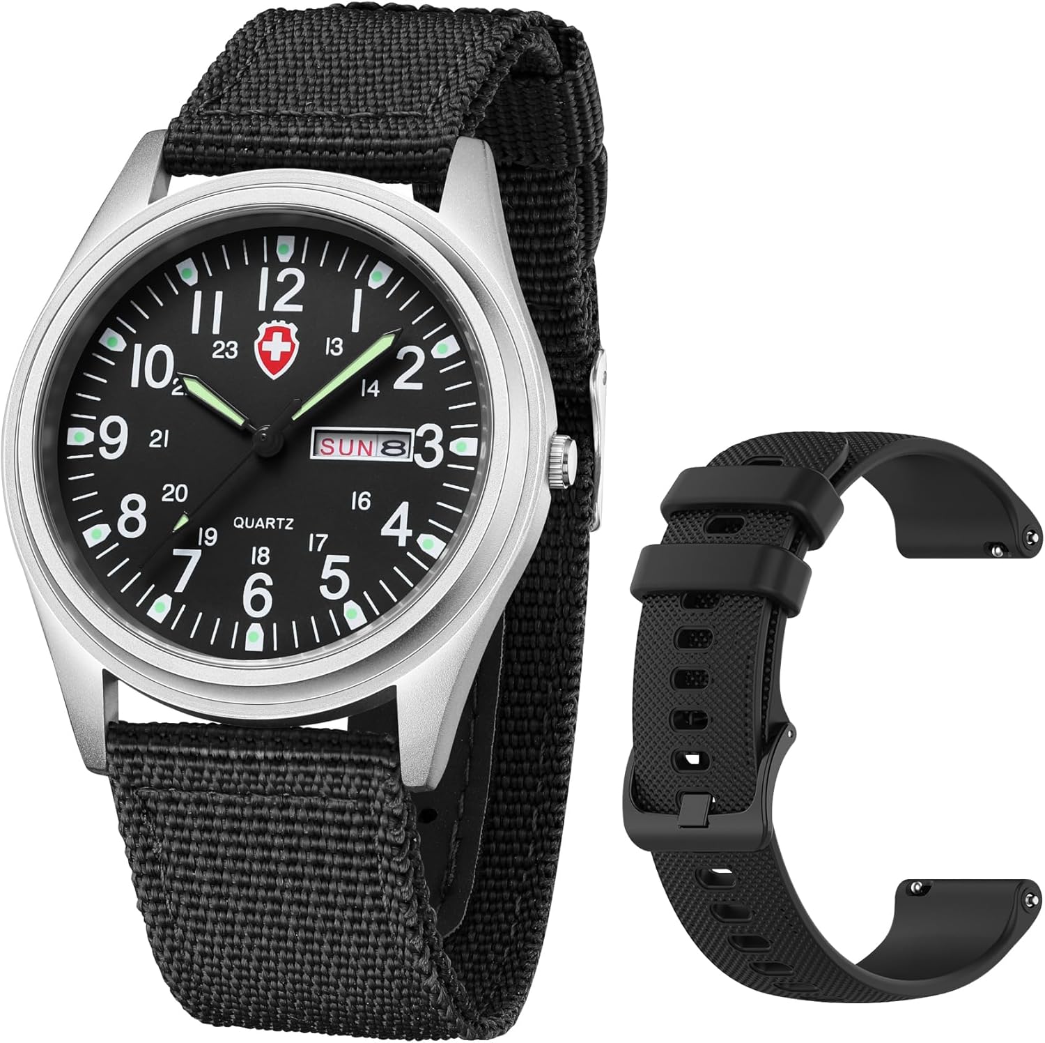 Gosasa Unisex Military Watches Sport Textile Nylon Strap Stylish Men Watch Luminous Fashion Watches Analog Display Quartz Waterproof Casual Wristwatch