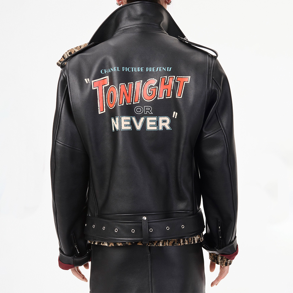 CHANEL Jacket Calfskin Black #388488