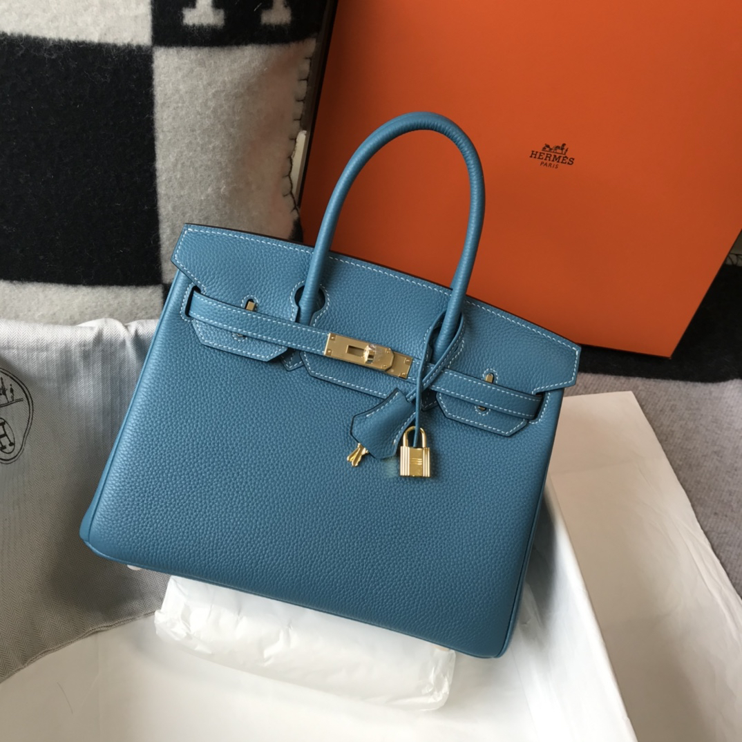 [TOP] HERMES Birkin Togo Leather 30cm - Bleu Jean & GHW - 711 Luxury
