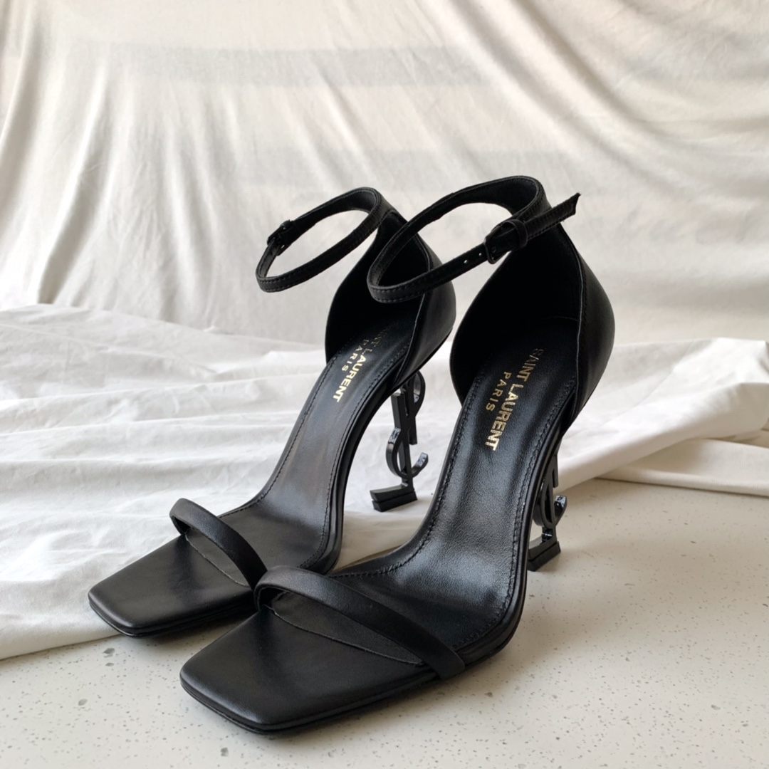[TOP] Yves Saint Laurent YSL High Heels Sandals - Black - 711 Luxury