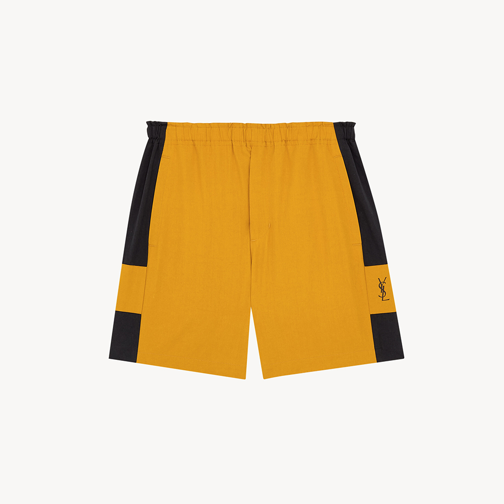 Saint Laurent yellow Clothing Saint Laurent Cassandre Bermuda Shorts in Cotton in Yellow | Nigo Office