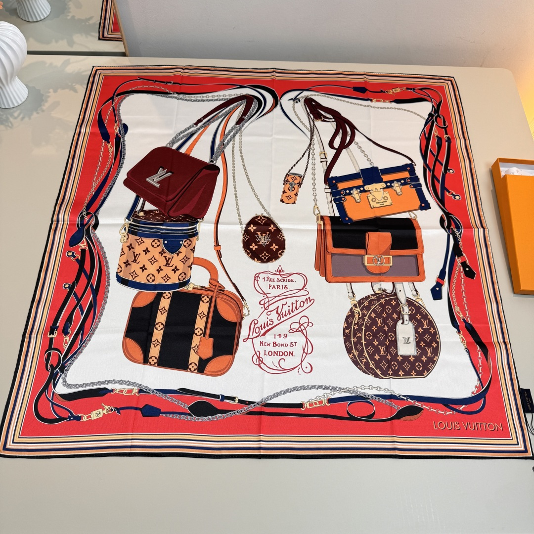 [TOP] Louis Vuitton LV Silk Square Scarf 90 x 90 cm - 2 Colors