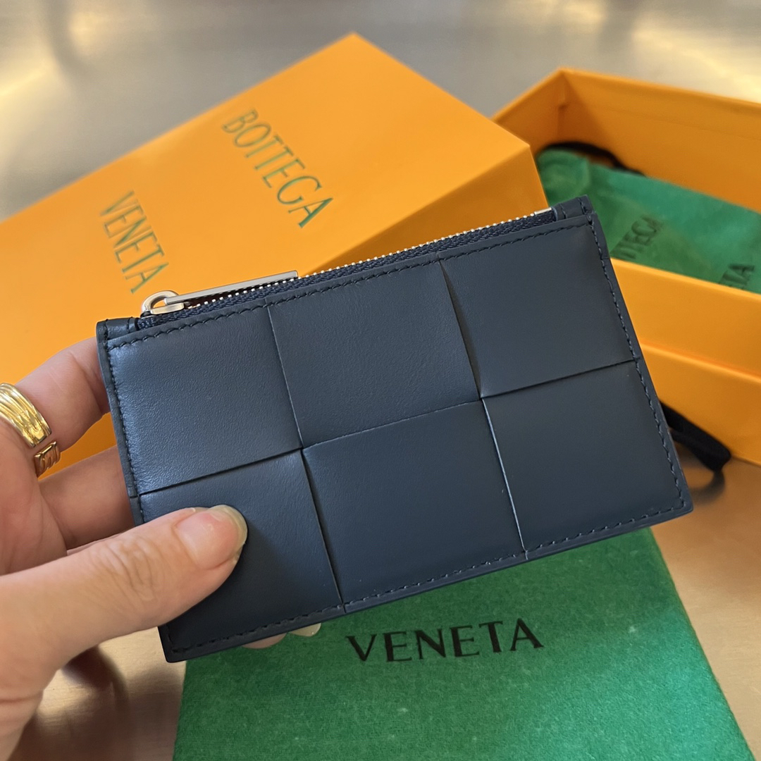 [TOP] Bottega Veneta BV Cowhide  Card Holder 11.8x7.5 cm - Dark Blue - 711 Luxury