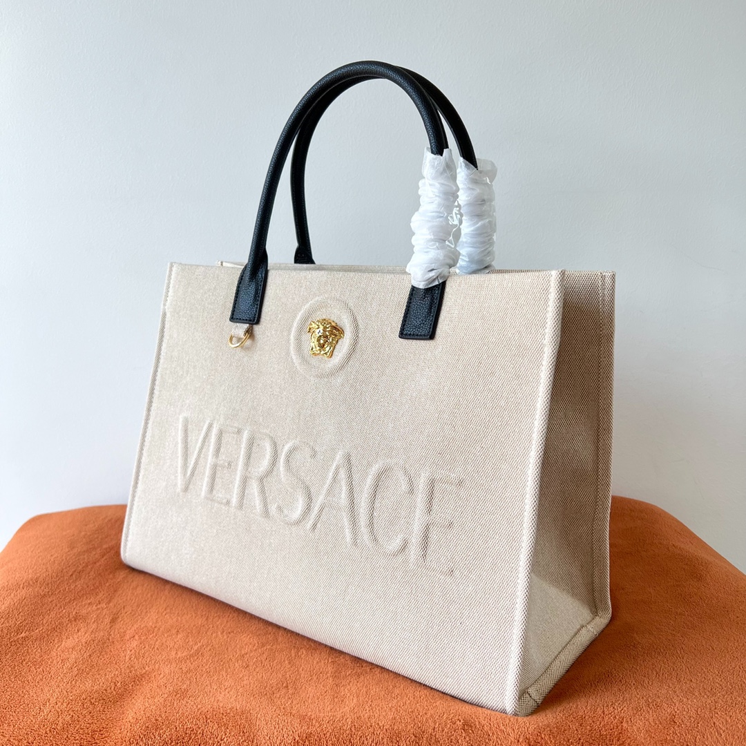 [TOP] VERSACE Denim Tote Bag 40x16x29cm - Beige - 711 Luxury